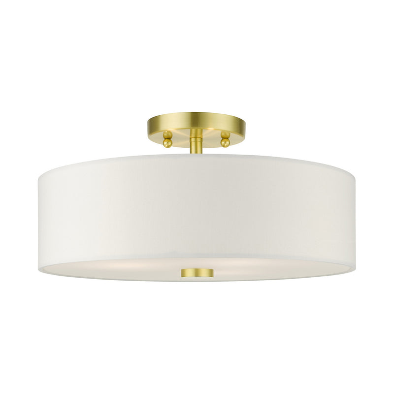 Livex Lighting 51054-12 Three Light Semi Flush Mount, Satin Brass