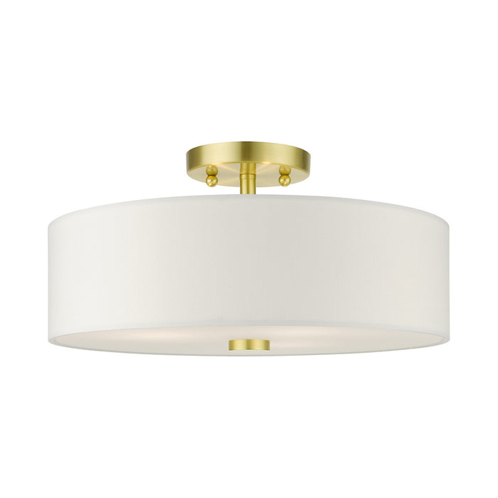 Livex Lighting 51054-12 Three Light Semi Flush Mount, Satin Brass