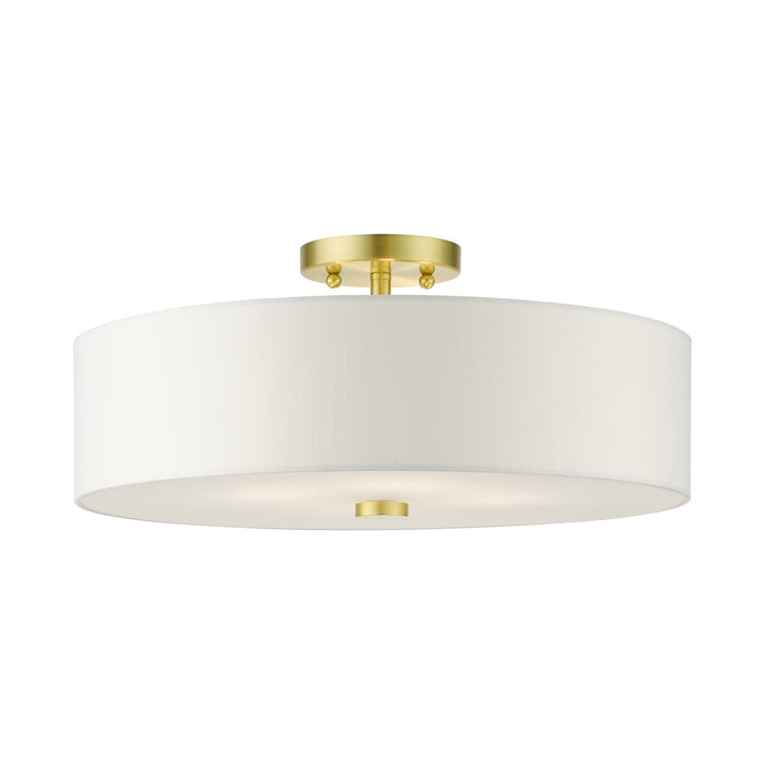 Livex Lighting 51055-12 Four Light Semi Flush Mount, Satin Brass