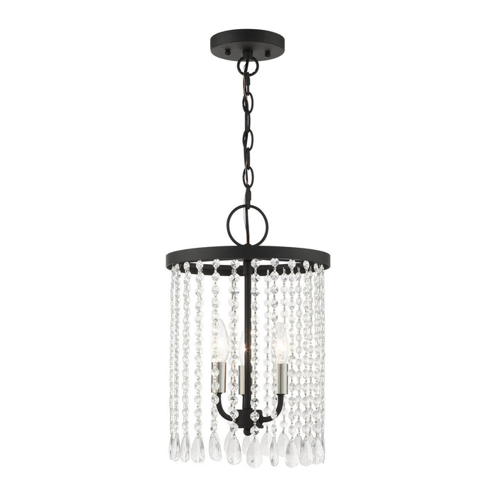 Livex Lighting 51060-04 Three Light Chandelier, Black w/ Brushed Nickels