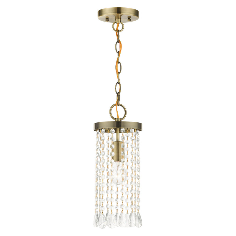 Livex Lighting 51062-01 One Light Mini Pendant, Antique Brass