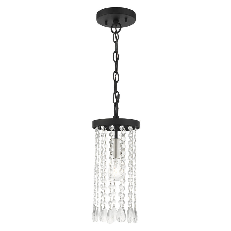 Livex Lighting 51062-04 One Light Mini Pendant, Black w/ Brushed Nickels