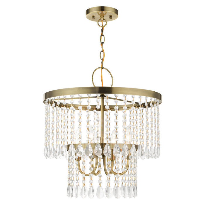 Livex Lighting 51064-01 Four Light Chandelier, Antique Brass