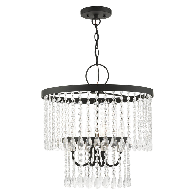 Livex Lighting 51064-04 Four Light Chandelier, Black w/ Brushed Nickels