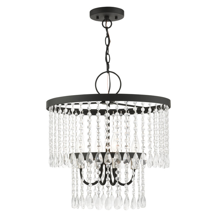 Livex Lighting 51064-04 Four Light Chandelier, Black w/ Brushed Nickels