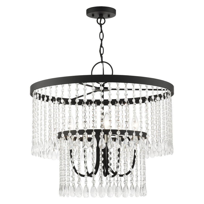 Livex Lighting 51065-04 Five Light Chandelier, Black w/ Brushed Nickels