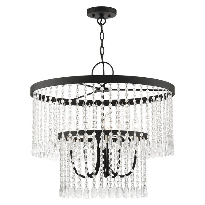 Livex Lighting 51065-04 Five Light Chandelier, Black w/ Brushed Nickels