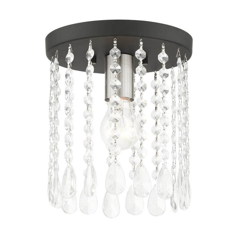 Livex Lighting 51066-04 One Light Flush Mount, Black w/ Brushed Nickels