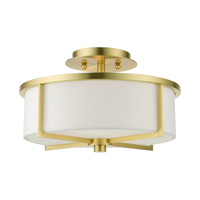 Livex Lighting 51073-12 Two Light Semi Flush Mount, Satin Brass
