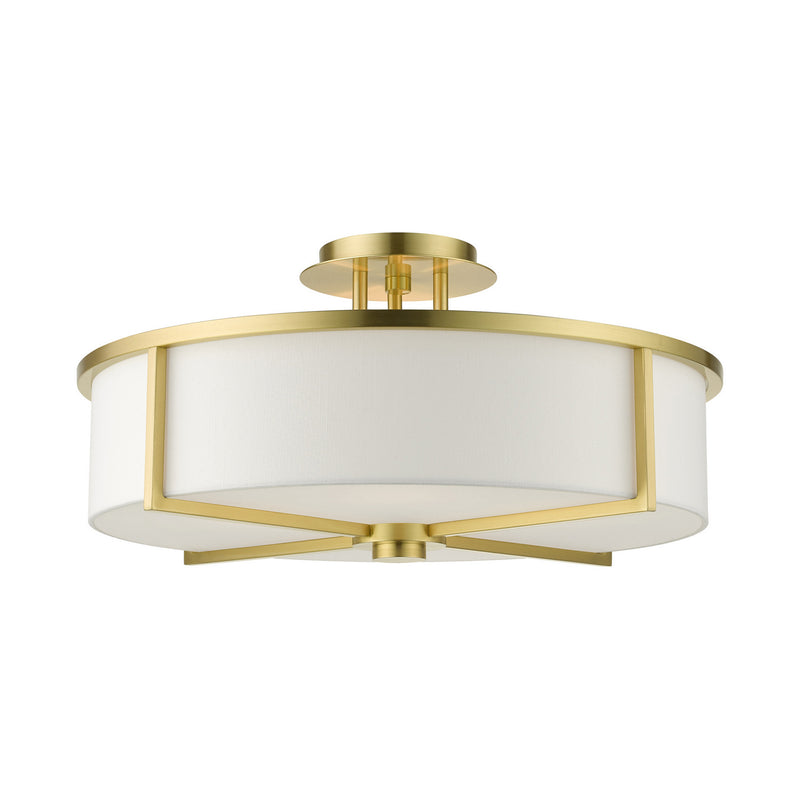 Livex Lighting 51075-12 Four Light Semi Flush Mount, Satin Brass