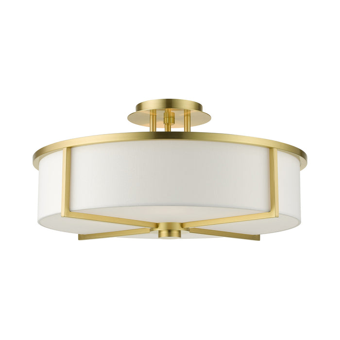 Livex Lighting 51075-12 Four Light Semi Flush Mount, Satin Brass
