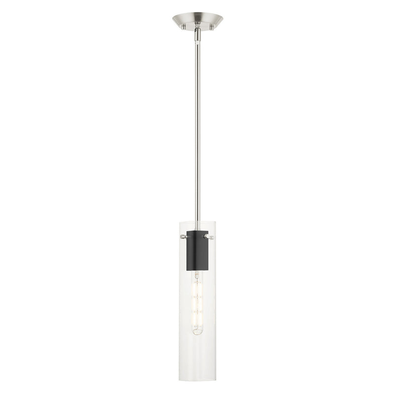 Livex Lighting 51160-91 One Light Pendant, Brushed Nickel & Black