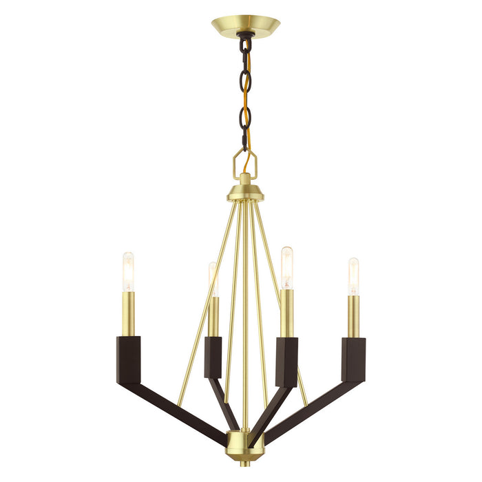 Livex Lighting 51164-12 Four Light Mini Chandelier, Satin Brass and Bronze