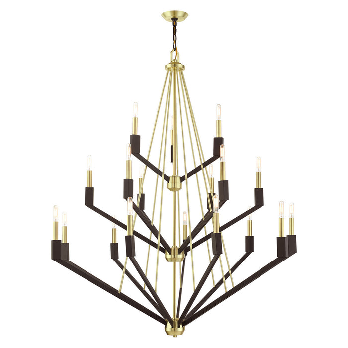 Livex Lighting 51169-12 18 Light Foyer Chandelier, Satin Brass & Bronze