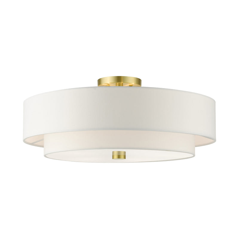 Livex Lighting 52140-12 Five Light Semi Flush Mount, Satin Brass