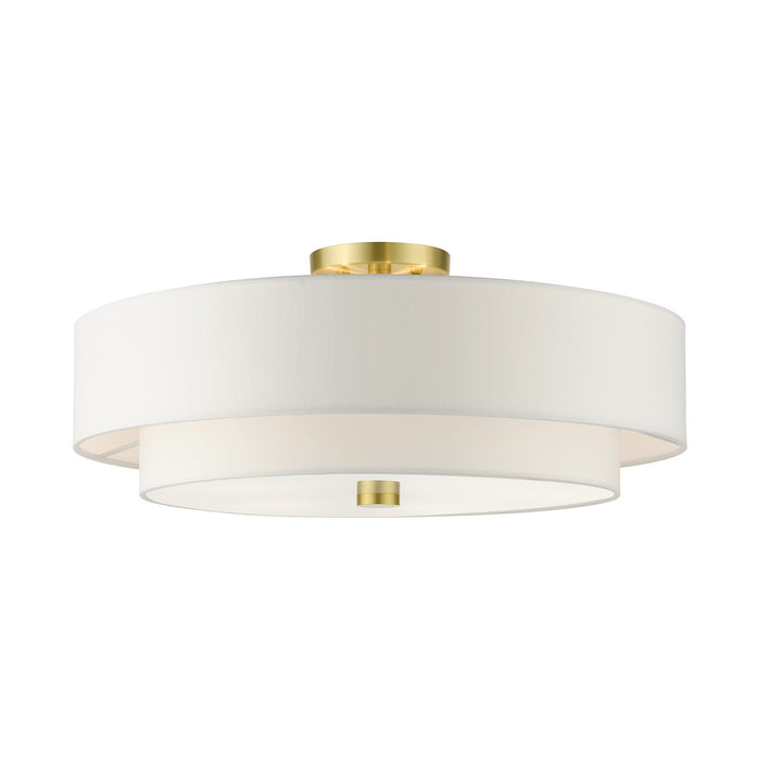 Livex Lighting 52140-12 Five Light Semi Flush Mount, Satin Brass