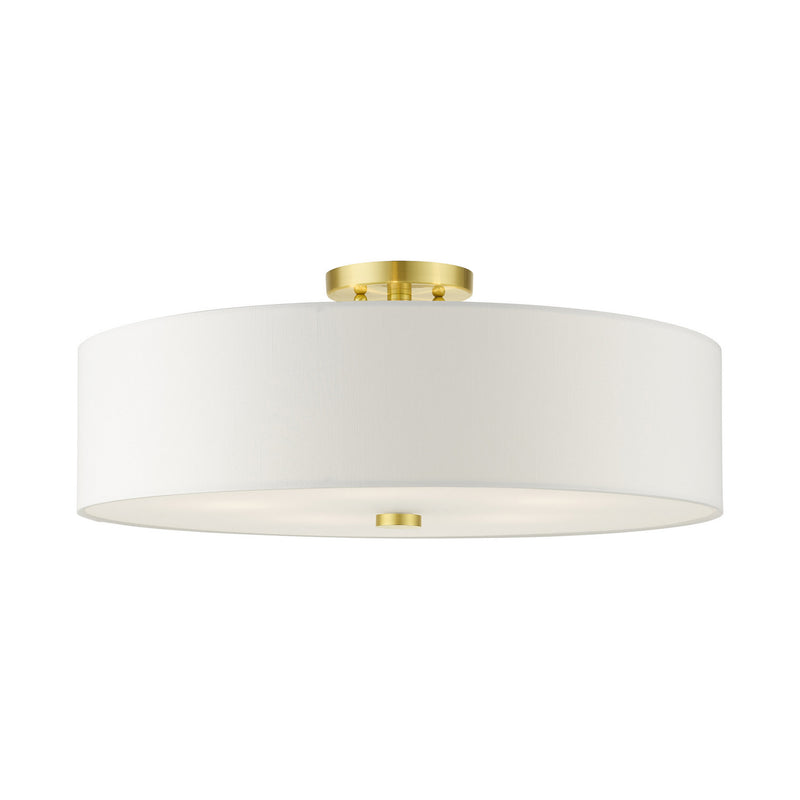 Livex Lighting 52142-12 Five Light Semi Flush Mount, Satin Brass