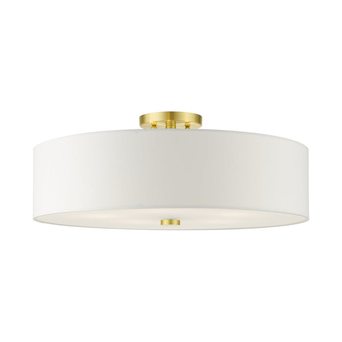 Livex Lighting 52142-12 Five Light Semi Flush Mount, Satin Brass