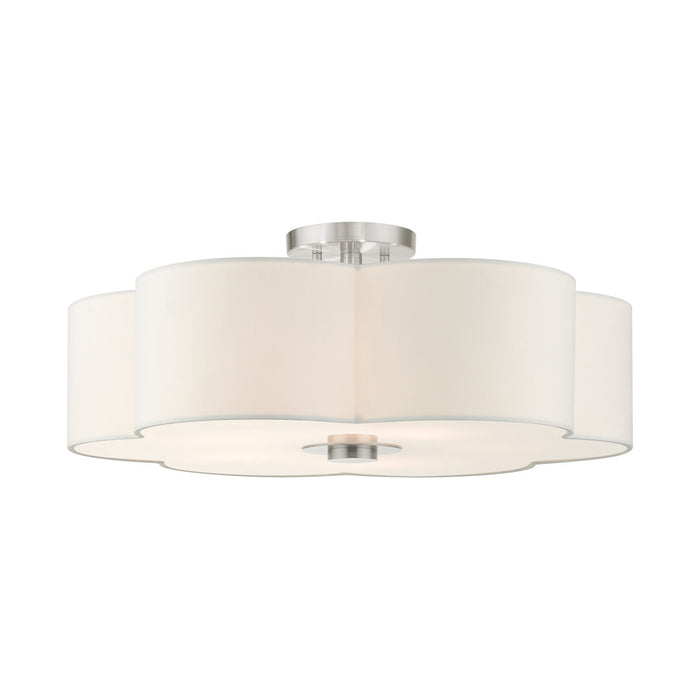 Livex Lighting 52158-91 Five Light Semi Flush Mount, Brushed Nickel