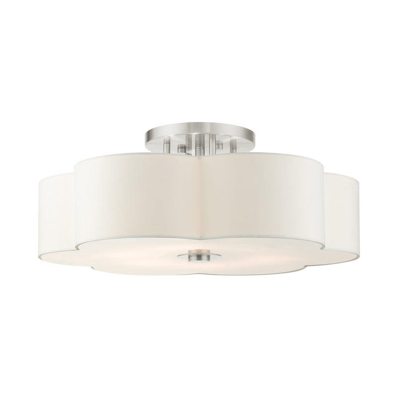 Livex Lighting 52159-91 Six Light Semi Flush Mount, Brushed Nickel