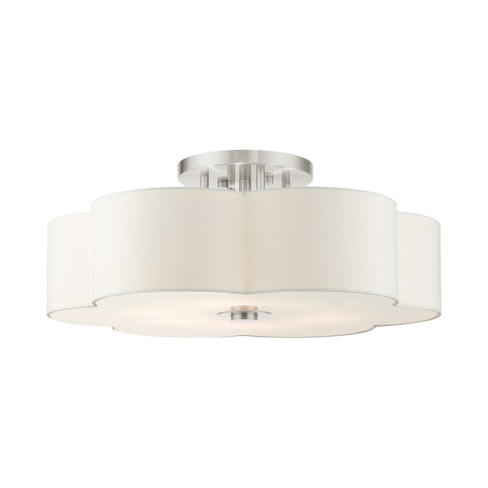 Livex Lighting 52159-91 Six Light Semi Flush Mount, Brushed Nickel