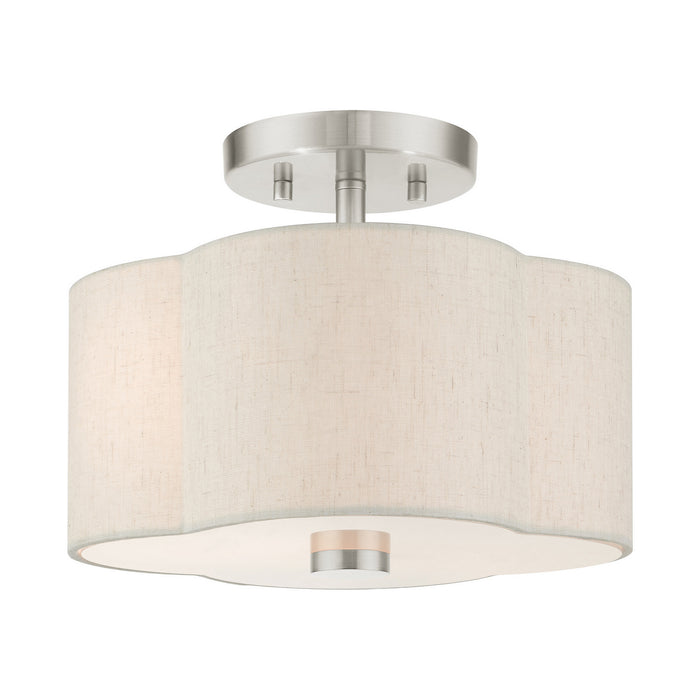 Livex Lighting 58061-91 Two Light Semi Flush Mount, Brushed Nickel