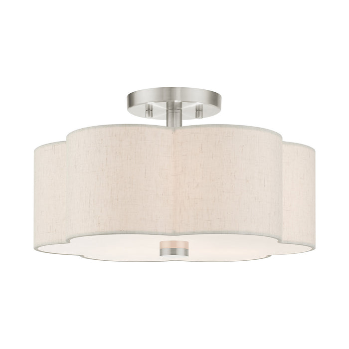 Livex Lighting 58063-91 Three Light Semi Flush Mount, Brushed Nickel
