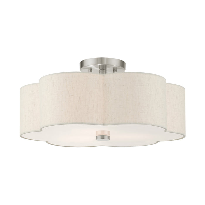 Livex Lighting 58064-91 Three Light Semi Flush Mount, Brushed Nickel