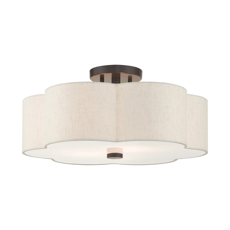 Livex Lighting 58064-92 Three Light Semi Flush Mount, English Bronze