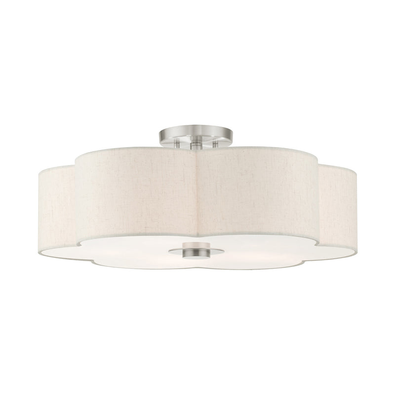 Livex Lighting 58068-91 Five Light Semi Flush Mount, Brushed Nickel