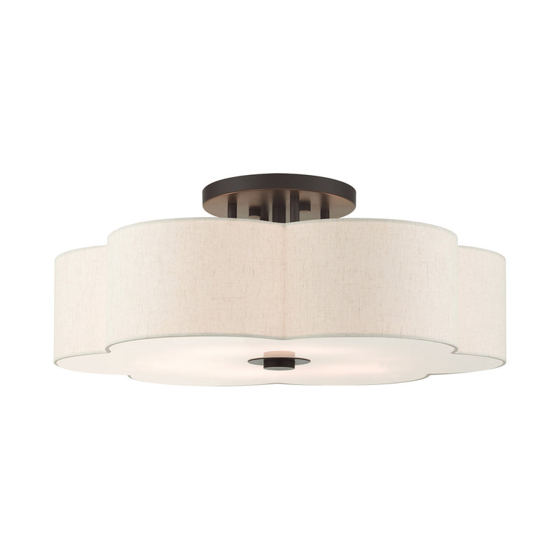 Livex Lighting 58069-92 Six Light Semi Flush Mount, English Bronze