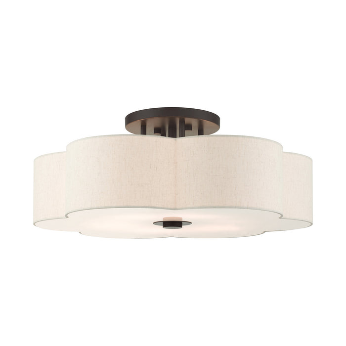 Livex Lighting 58069-92 Six Light Semi Flush Mount, English Bronze