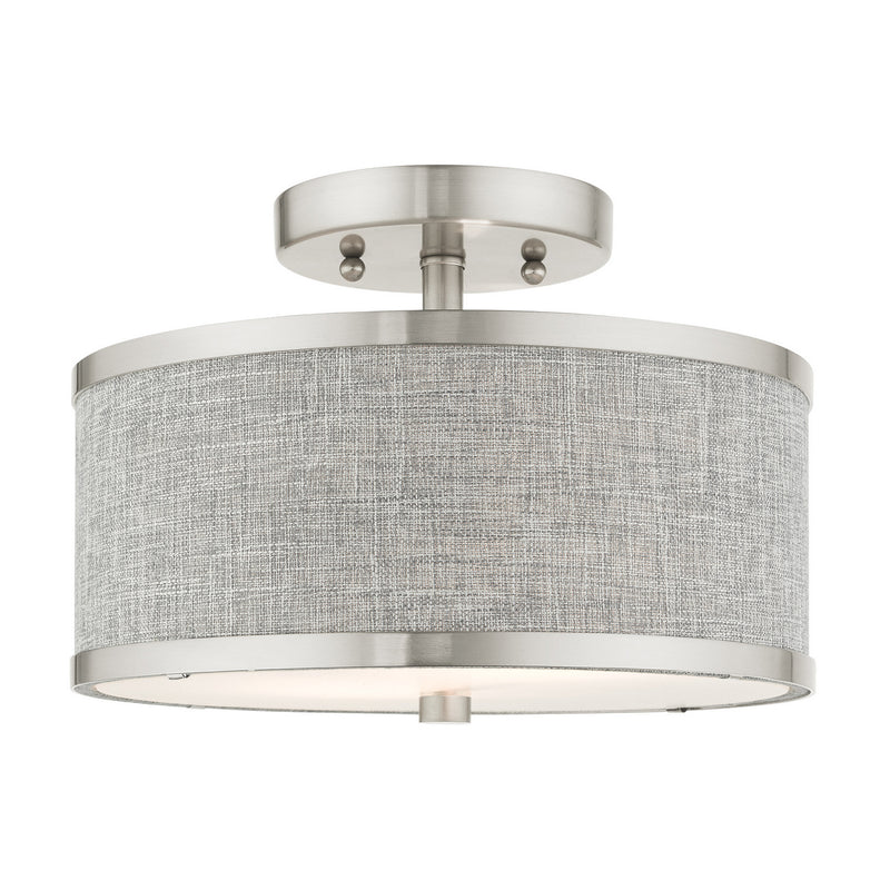 Livex Lighting 60421-91 Two Light Semi Flush Mount, Brushed Nickel