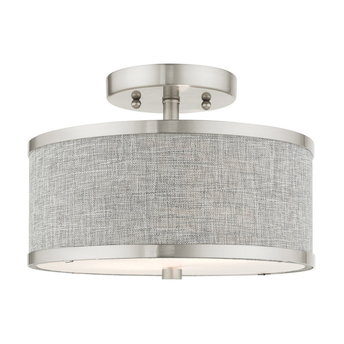 Livex Lighting 60421-91 Two Light Semi Flush Mount, Brushed Nickel