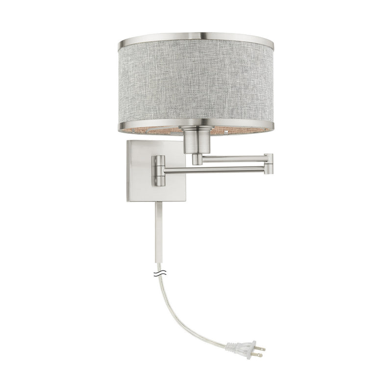 Livex Lighting 60429-91 One Light Swing Arm Wall Lamp, Brushed Nickel
