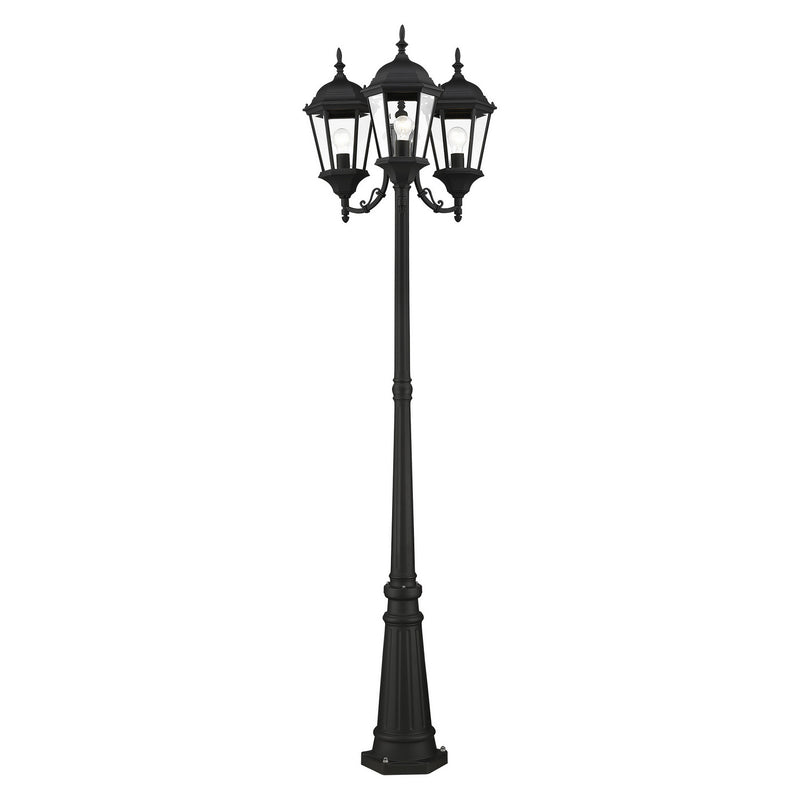 Livex Lighting 7553-14 Three Light Outdoor Post Mount, Textured Black
