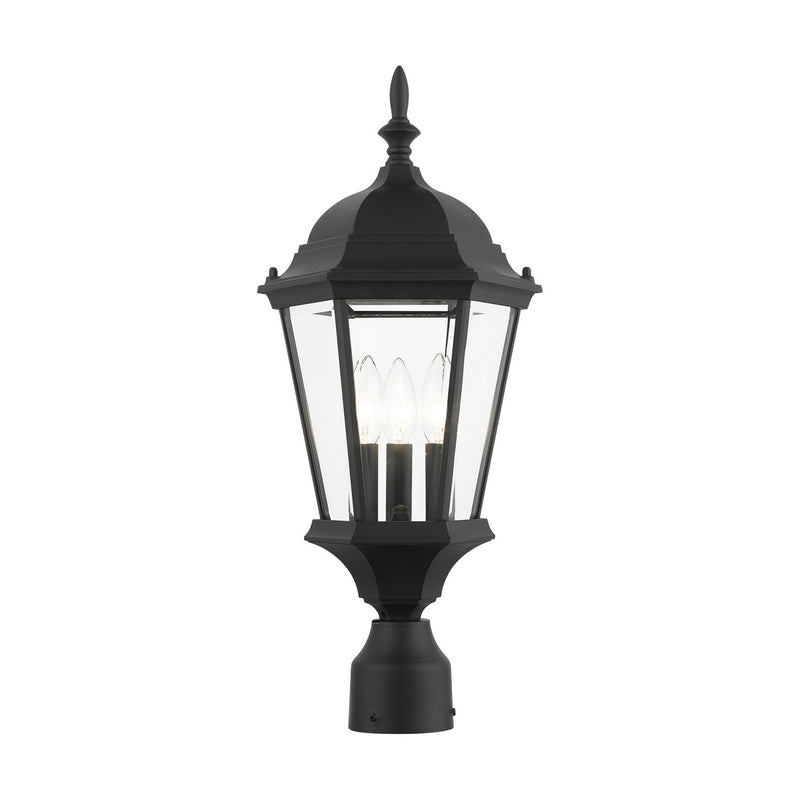 Livex Lighting 7563-14 Three Light Outdoor Post Top Lantern, Textured Black