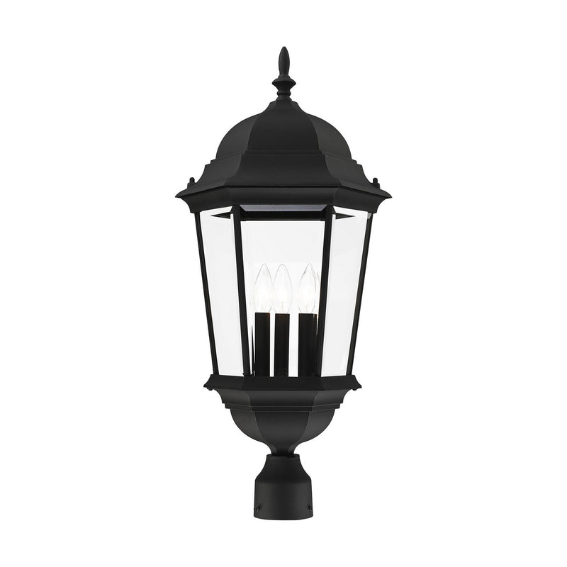 Livex Lighting 7568-14 Three Light Outdoor Post Top Lantern, Textured Black
