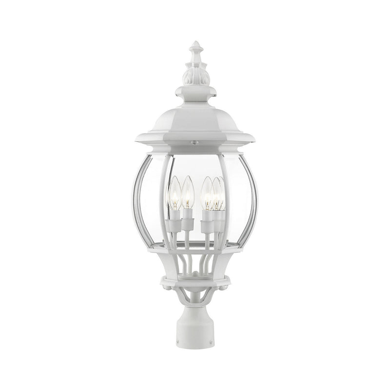 Livex Lighting 7703-13 Four Light Outdoor Post Top Lantern, Textured White