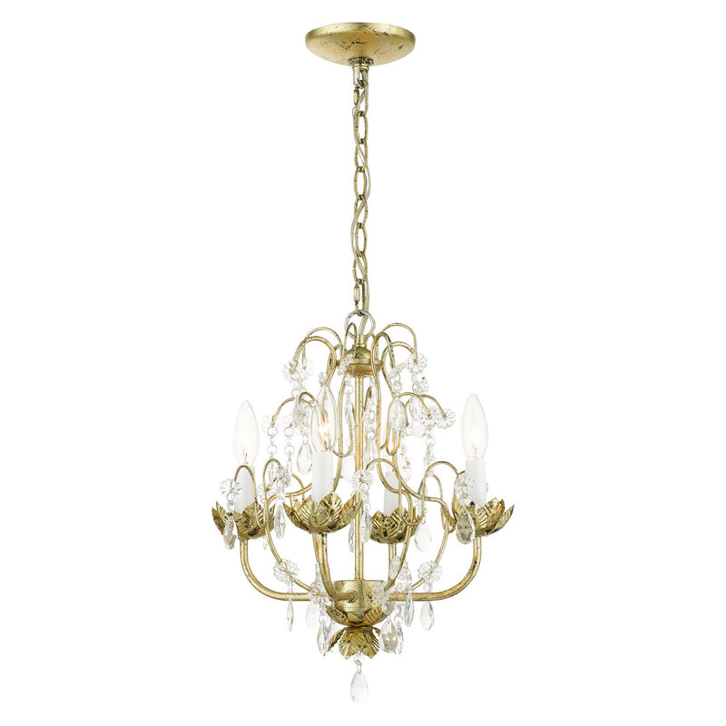 Livex Lighting 8193-28 Four Light Chandelier, Hand Applied Winter Gold