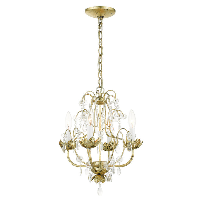 Livex Lighting 8193-28 Four Light Chandelier, Hand Applied Winter Gold