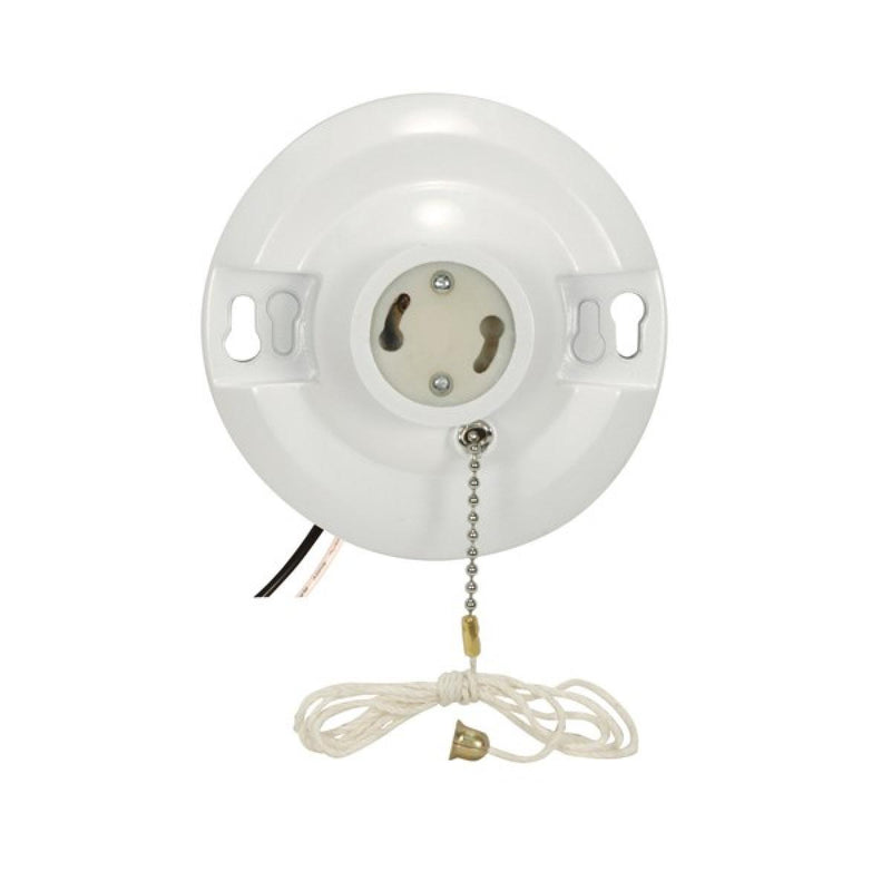 Satco 90-2470 On-Off Pull Chain Ceiling Receptacle, Brass