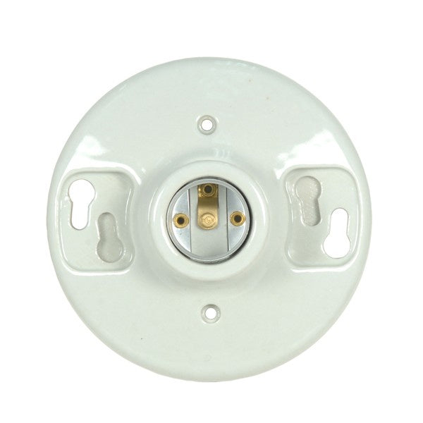 Satco 90-2638 Ceiling Receptacle, Glazed White