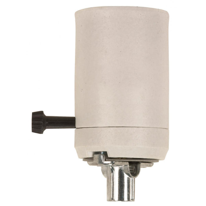 Satco 90-428 3-Way Turn Knob Mogul Socket With Hickey, White