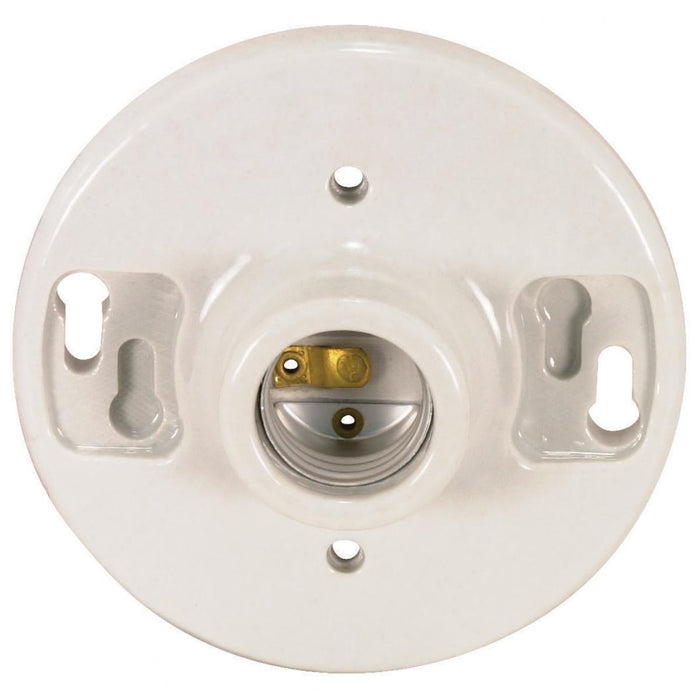 Satco 90-445 Terminal Keyless Glazed Porcelain Ceiling Receptacle, White