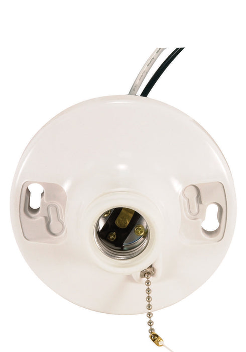 Satco 90-481 Phenolic On-Off Pull Chain Ceiling Receptacle, White