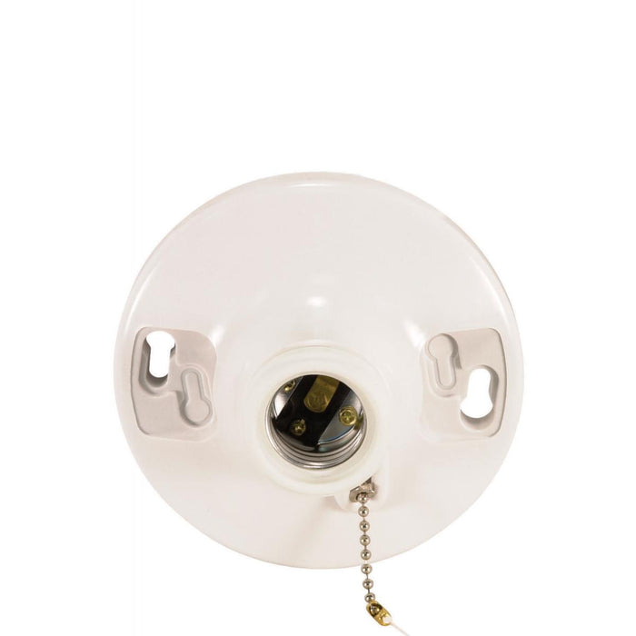 Satco 90-481 Phenolic On-Off Pull Chain Ceiling Receptacle, White