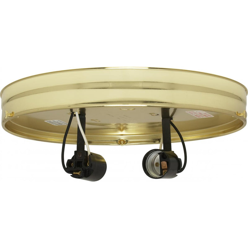 Satco 90-766 Two Light Ceiling Pan, Brass