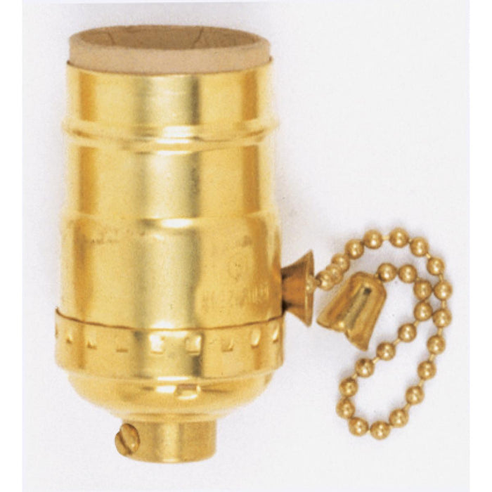 Satco 90-869 On-Off Pull Chain Socket, Polished Brass