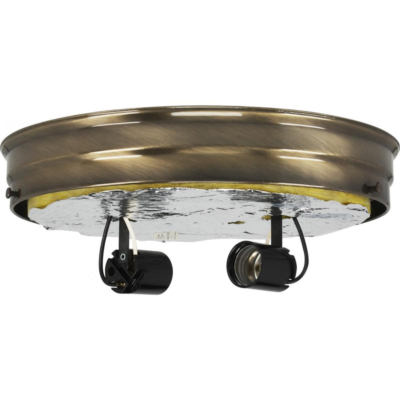 Satco 90-767 Two Light Ceiling Pan, Antique Brass
